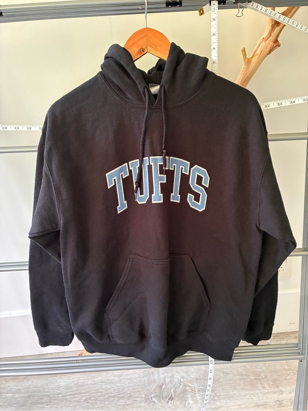 Black Hoodie Sweatshirt - Classic Collegiate Pullover Tufts